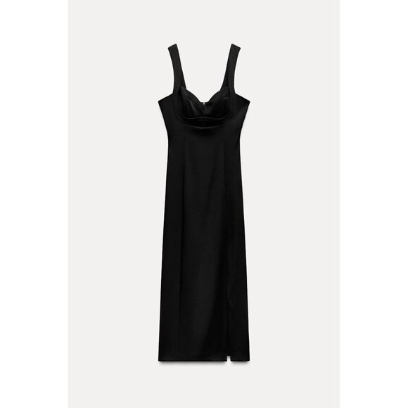 Zara XS Black Sleeveless Cutout Midi Dress With Side Slit 9646/606/800 READ ME - Picture 1 of 7